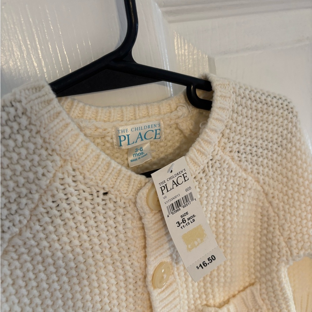 The Children’s Place Cream Knit Baby Cardigan - Picture 2 of 5